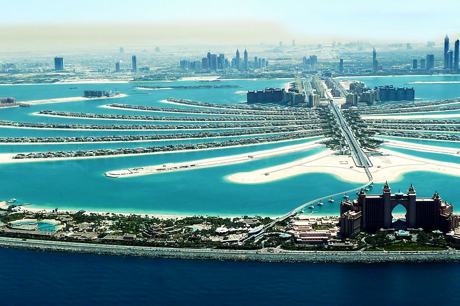 Vista aérea de la isla artificial Palm Jumeirah